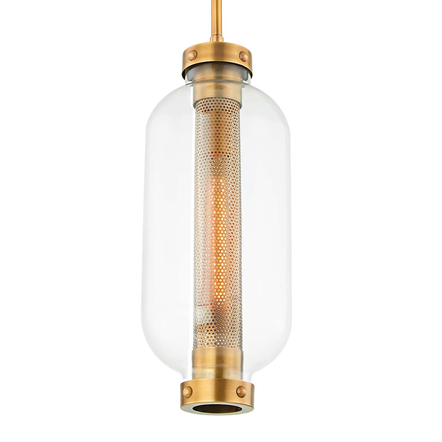 ATWATER - Vintage brass and glass pendant light