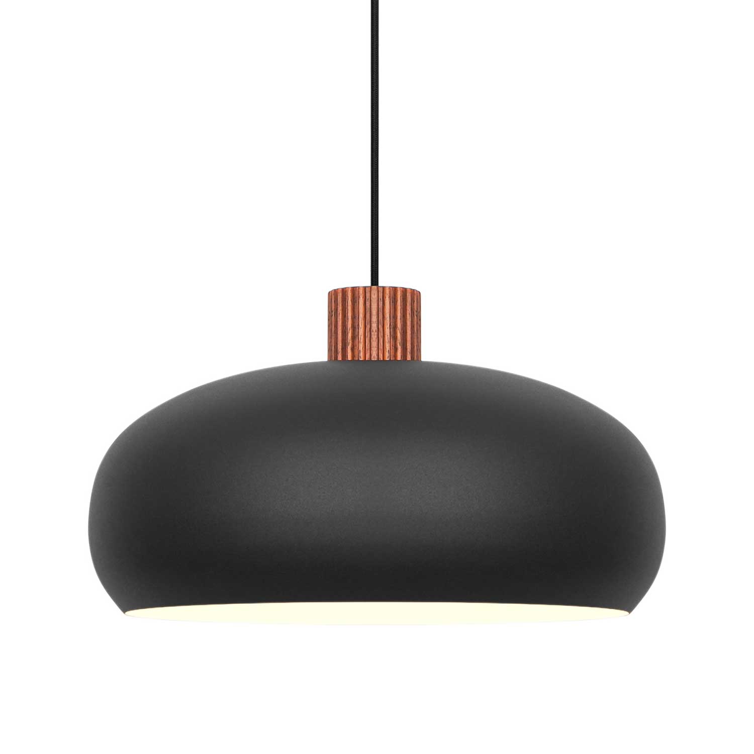 Aurelio - Suspension scandinave en acier noir et bois pour cuisine