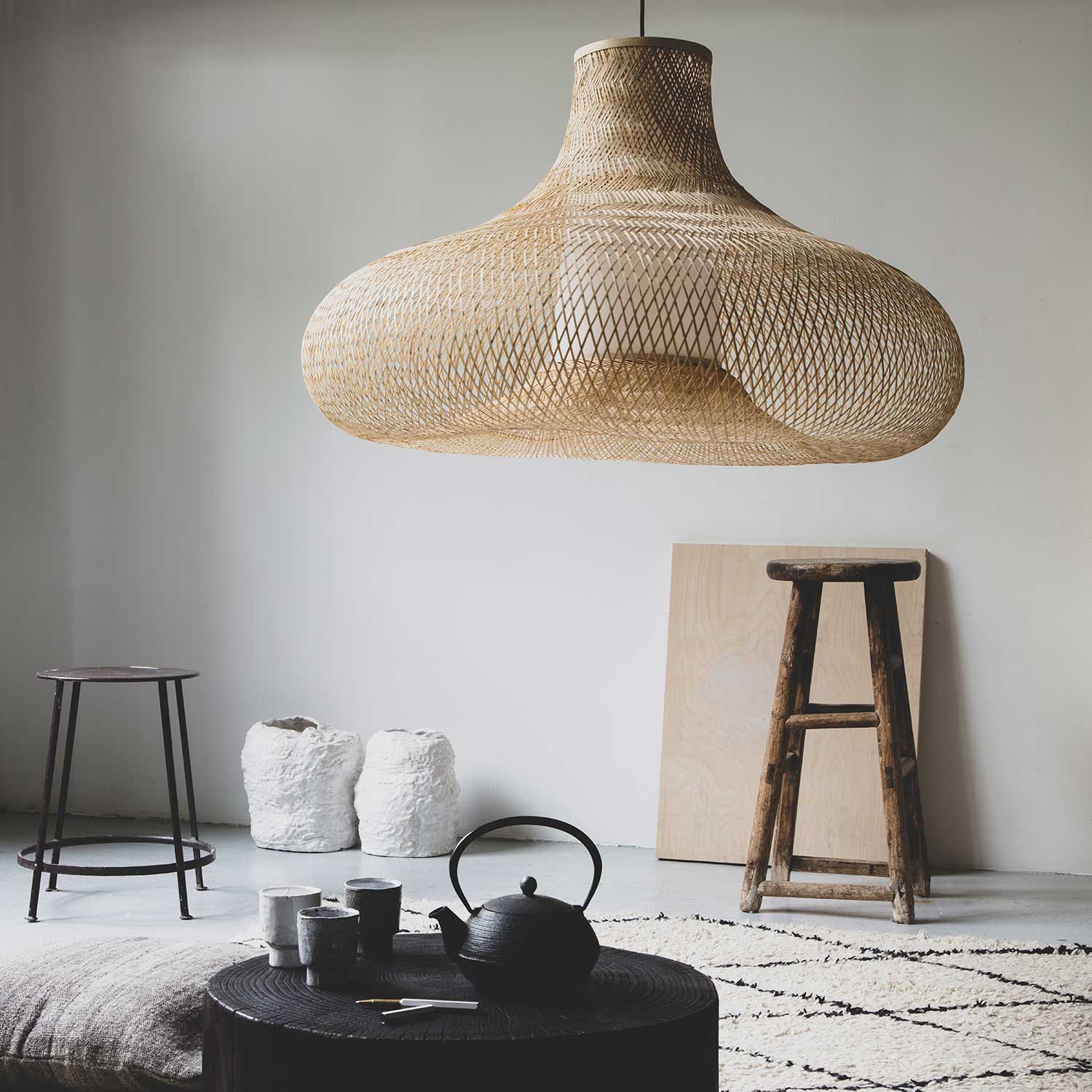 MAY - Suspension en bambou tressé style bord de mer
