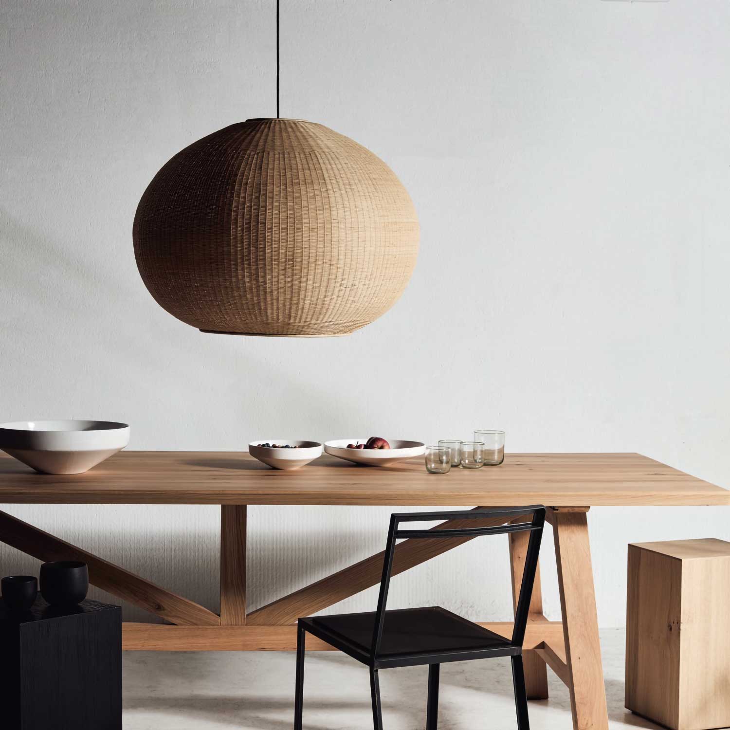 Figo - Grand lustre XXL en rotin pour salon
