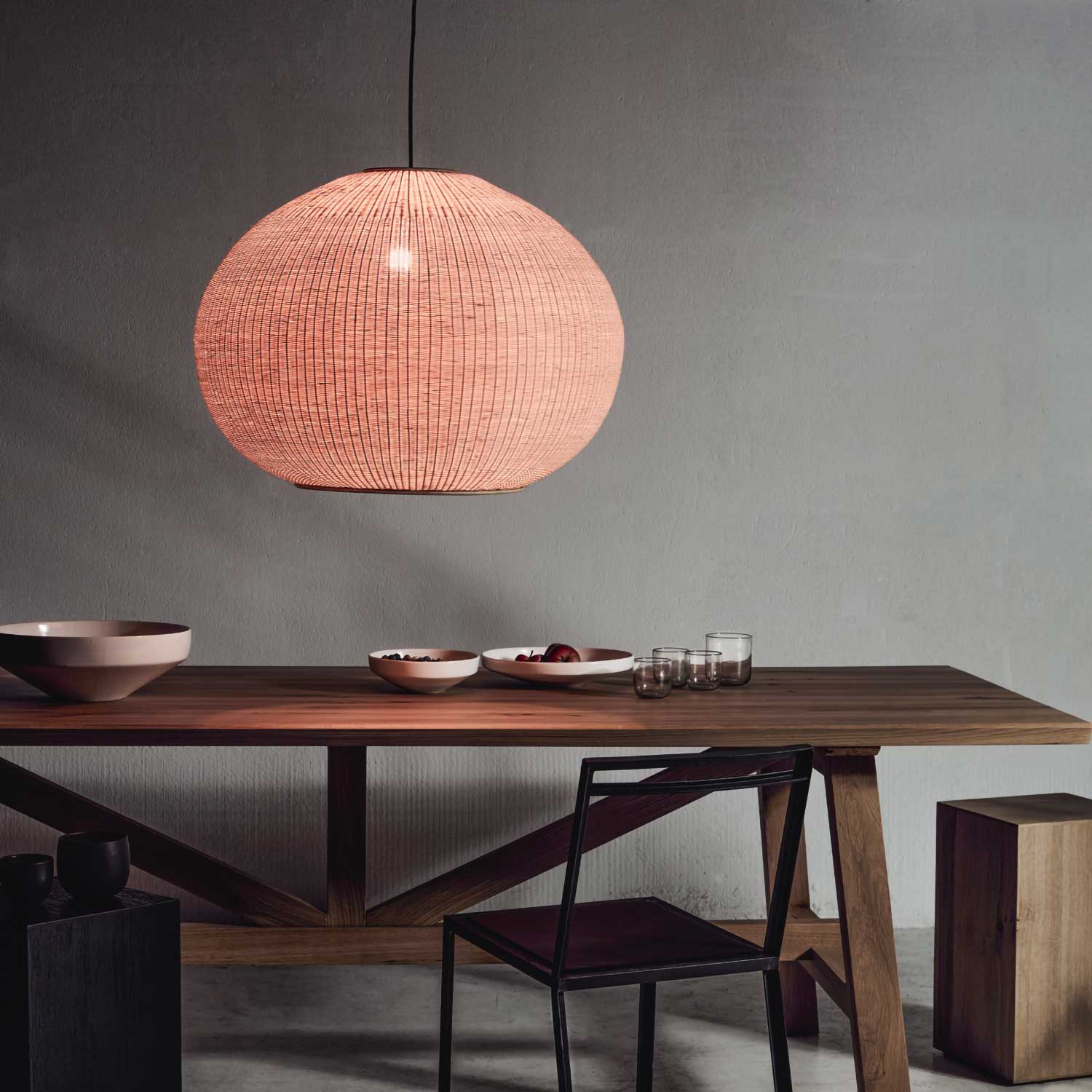 Figo - Grand lustre XXL en rotin pour salon