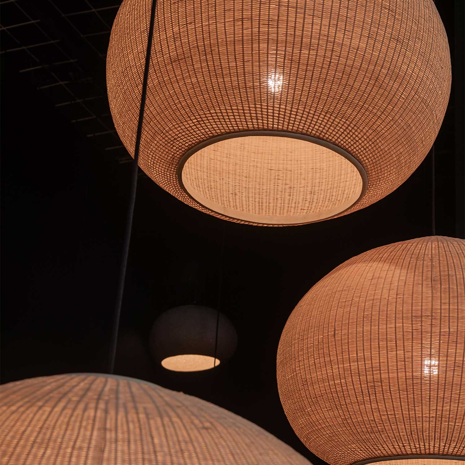 Figo - Grand lustre XXL en rotin pour salon