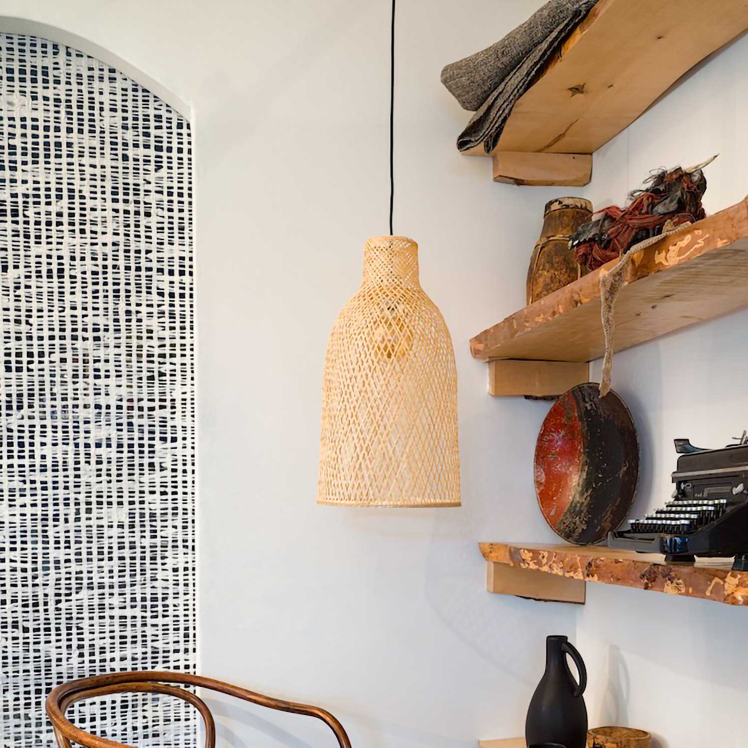 M2 - Suspension cloche en bambou tressé artisanale