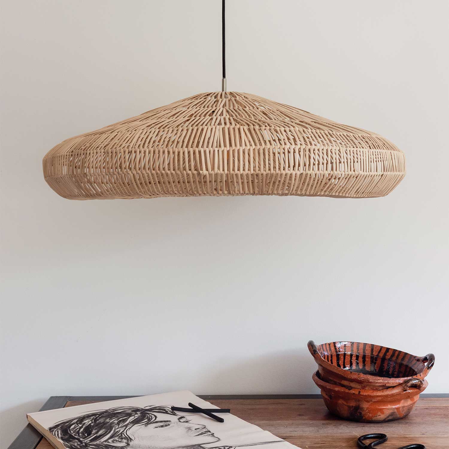 Topi - Grande suspension XXL en rotin pour salon