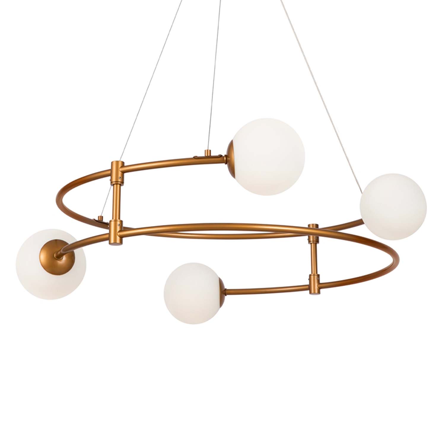 BALANCE - Golden circular chandelier with contemporary glass balls