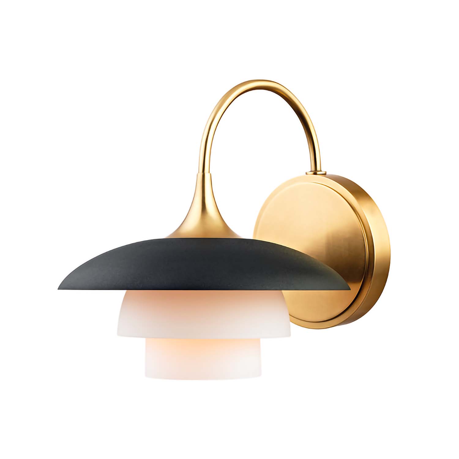 BARRON - Wall light in brass and glass shade