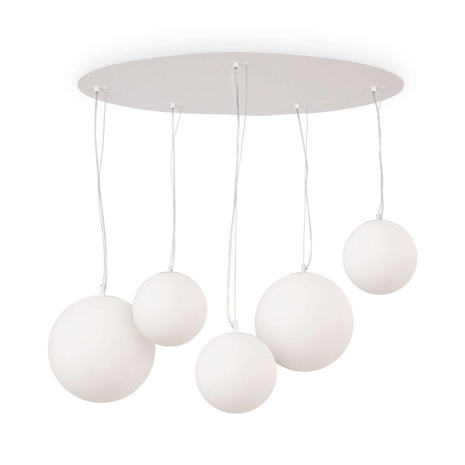 BASIC FORM 5 - 5 globe pendant lamp in oval opaque glass