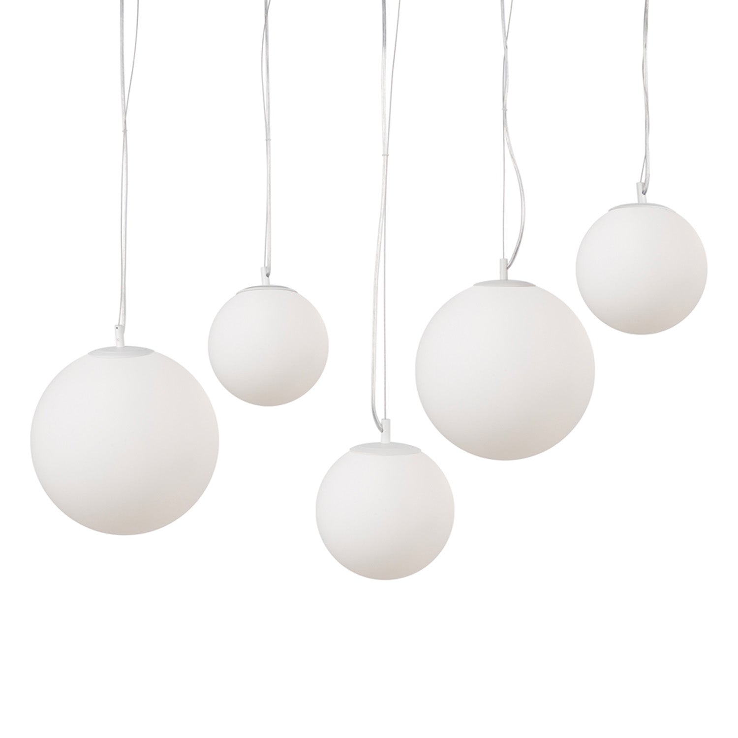 BASIC FORM 5 - 5 globe pendant lamp in oval opaque glass