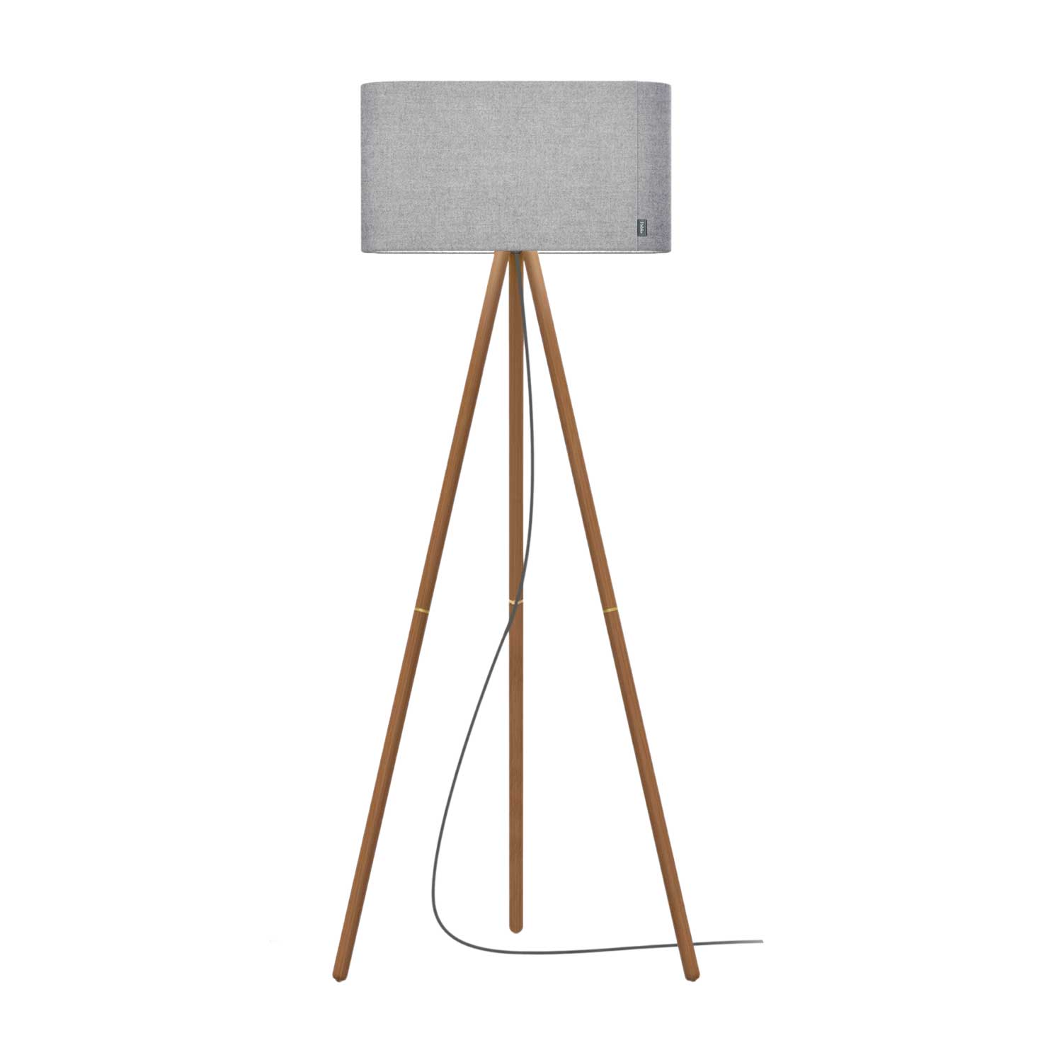 Belmont - Stehlampe aus Holz mit modernem Stofflampenschirm