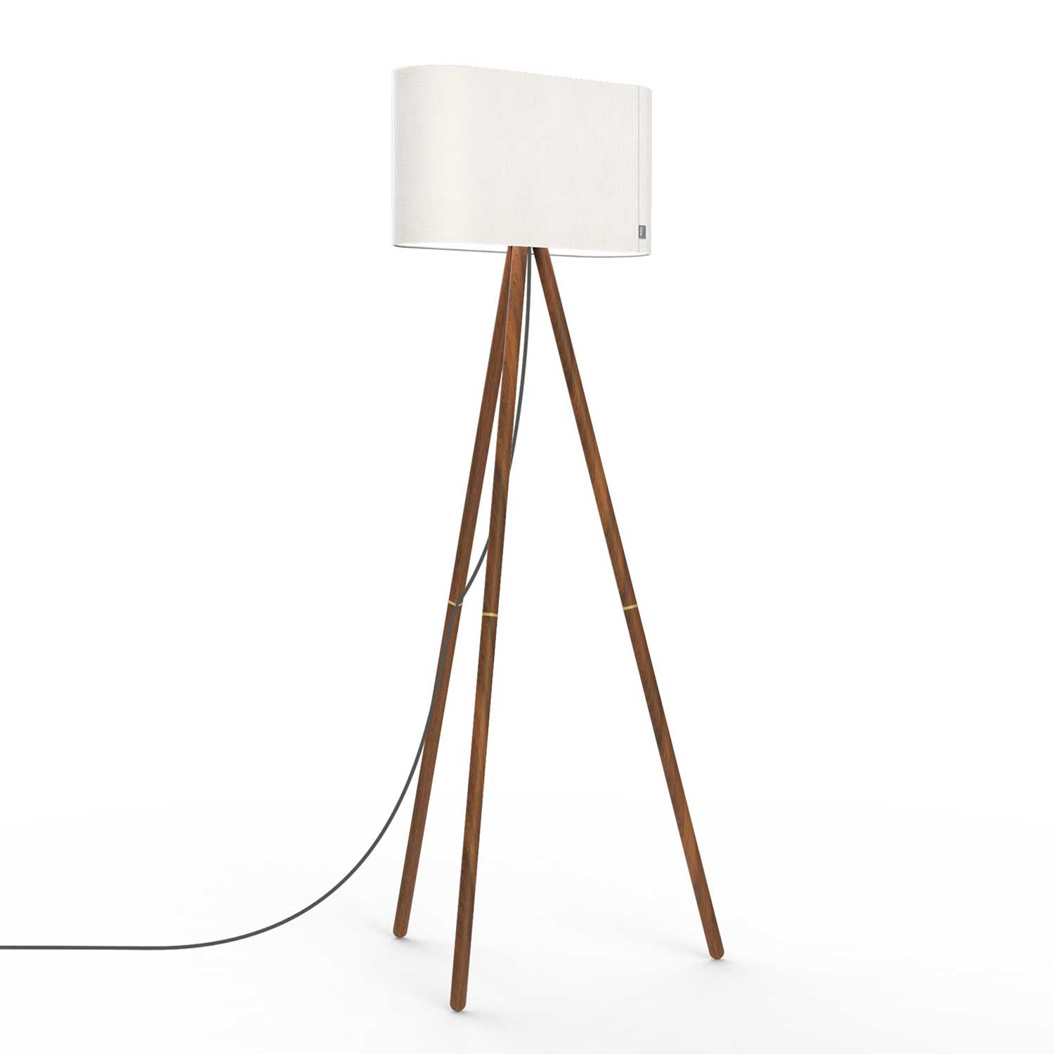 Belmont - Stehlampe aus Holz mit modernem Stofflampenschirm