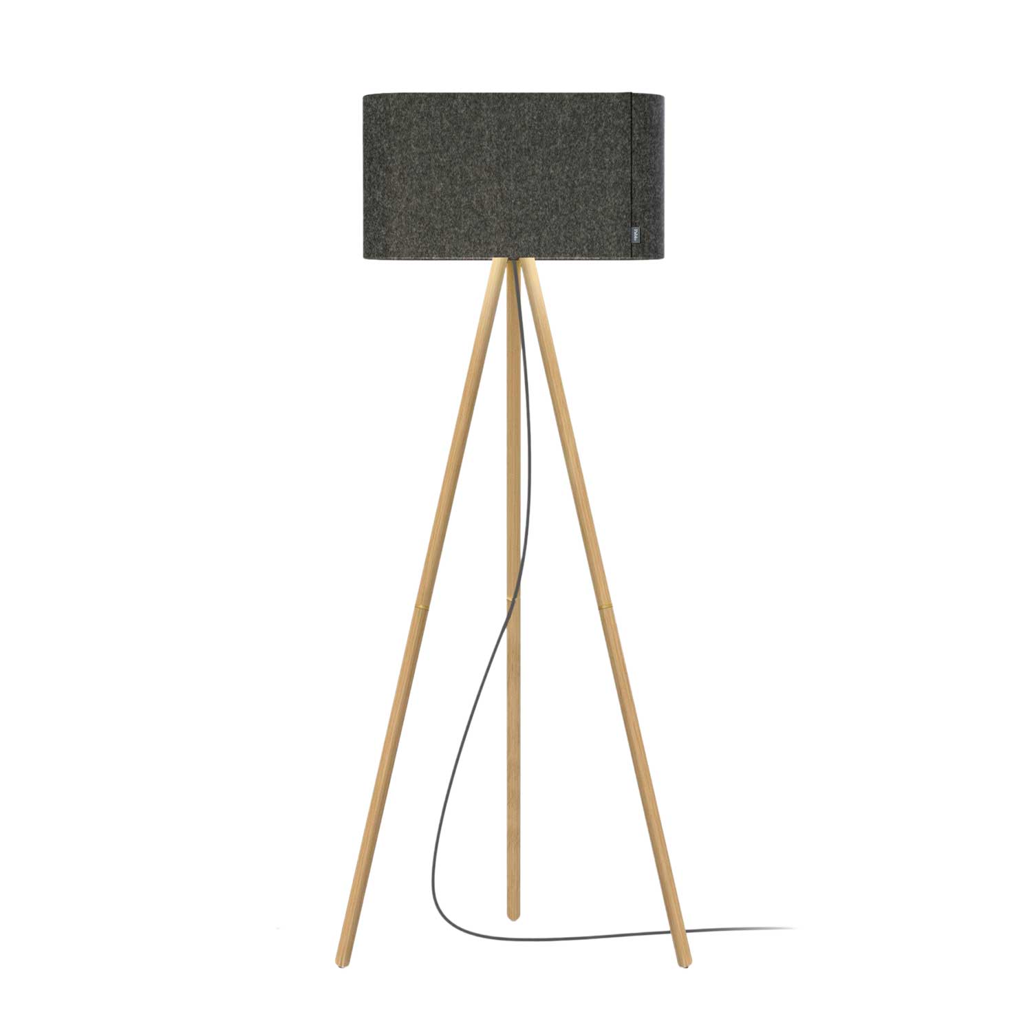 Belmont - Stehlampe aus Holz mit modernem Stofflampenschirm