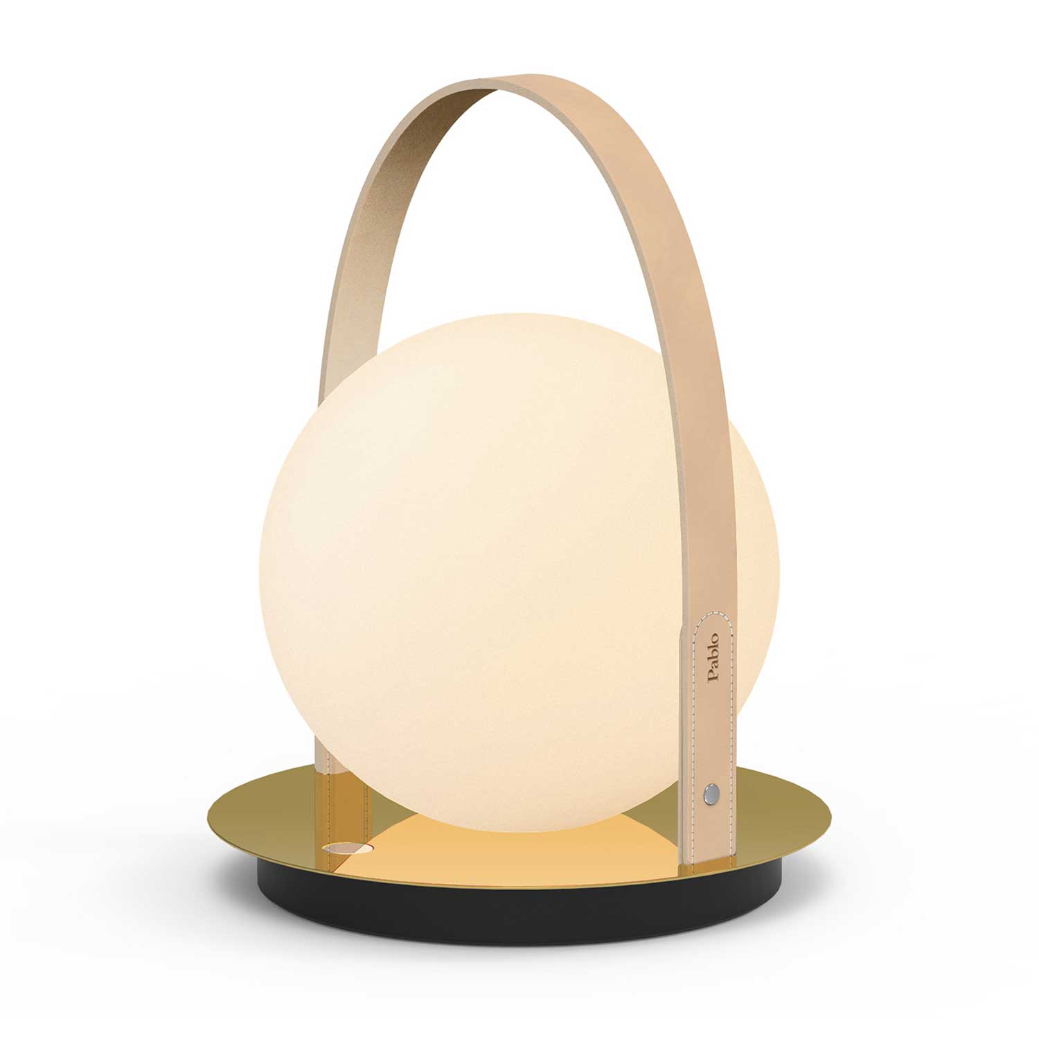 Bola Laterne - Tragbare LED-Leuchte aus Glas und Leder