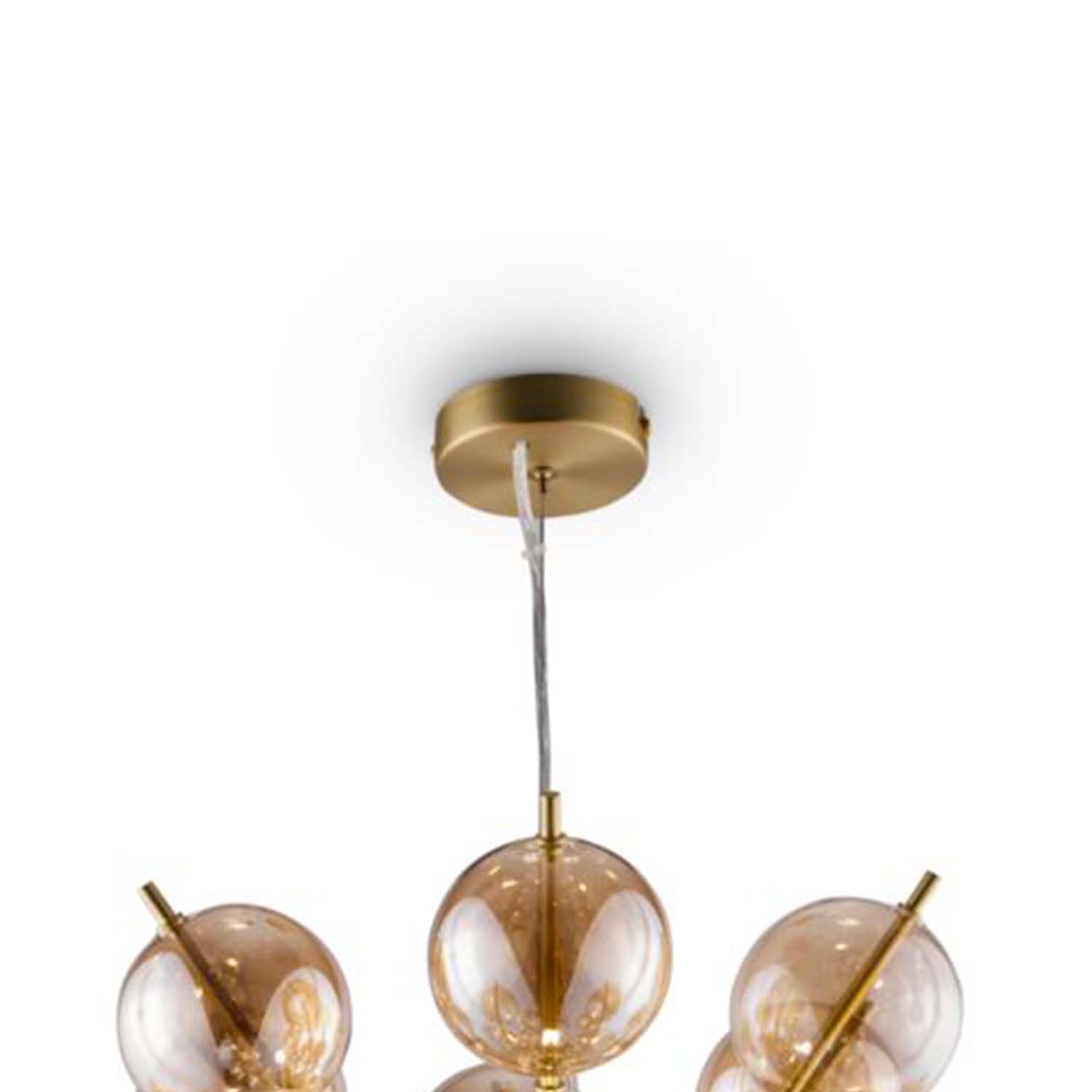 BOLLA - Chandelier with amber glass balls for living room