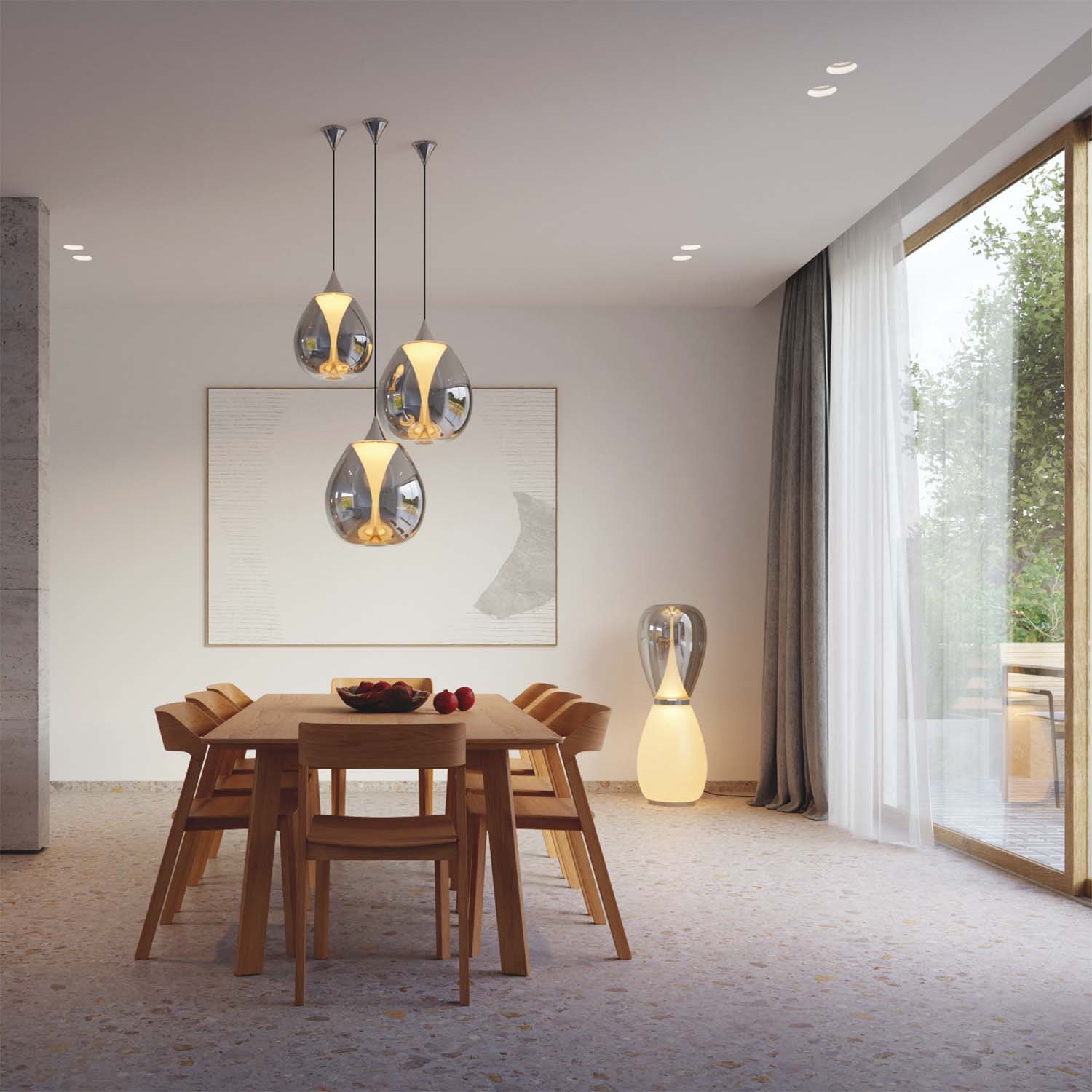 BOND - Lampadaire sur pied en verre pour salon design et luxueux