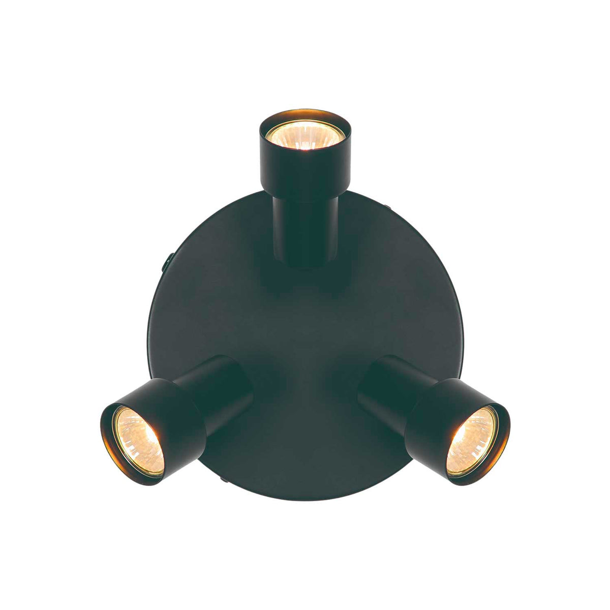 Boston 3-Rondel - Plafonnier à trois spots orientables en métal noir, style minimaliste