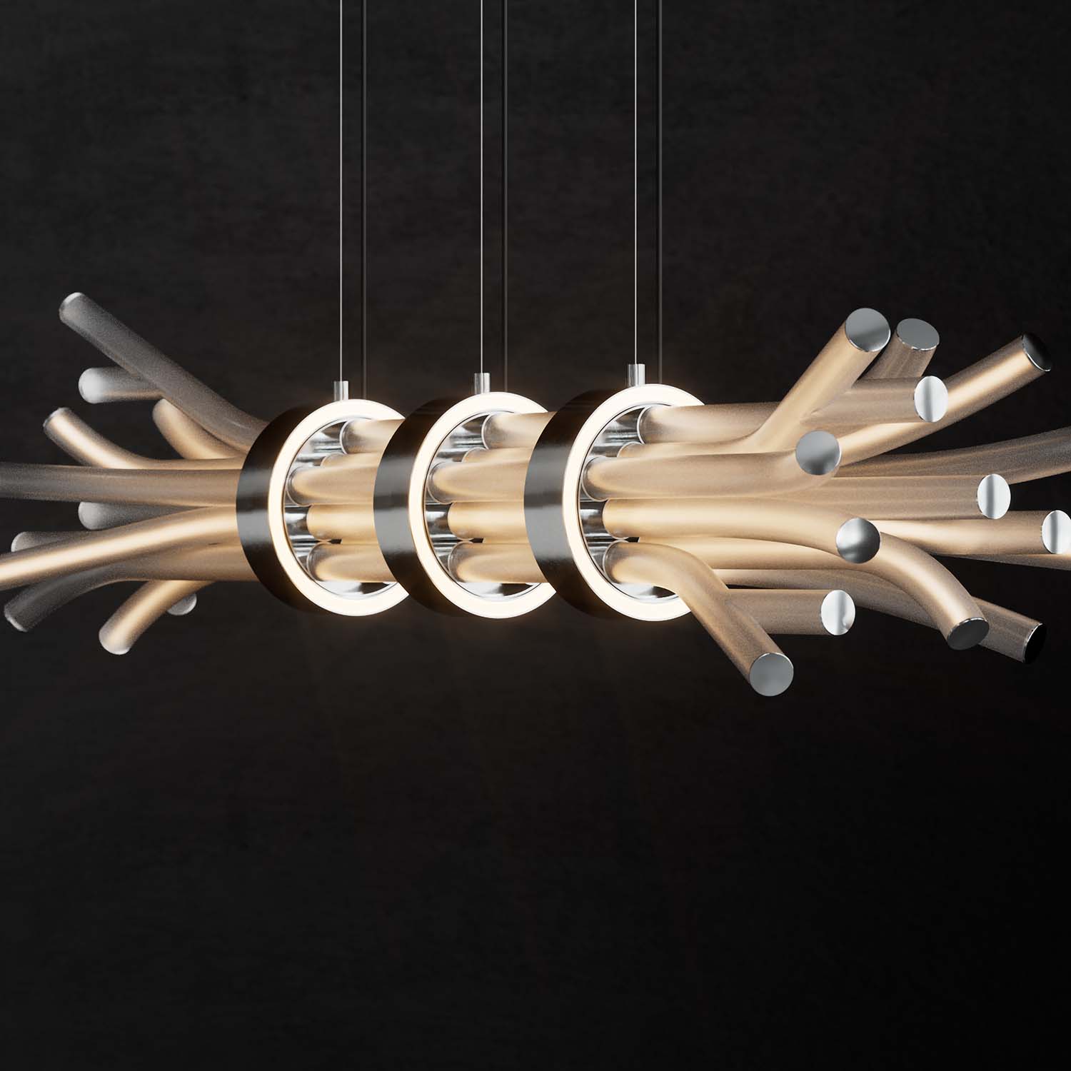 BRANCHY - Luxurious crystal wood bundle suspension