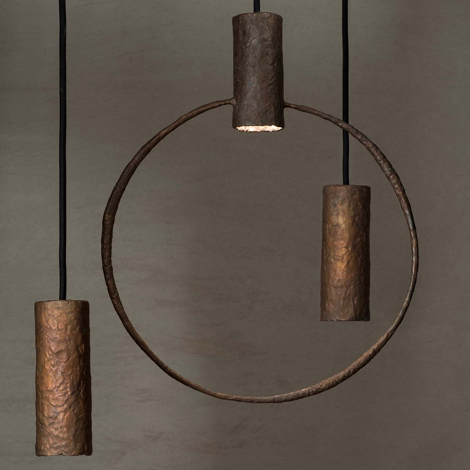 BRONZE SET - Suspension industrielle en bronze ou métal brut