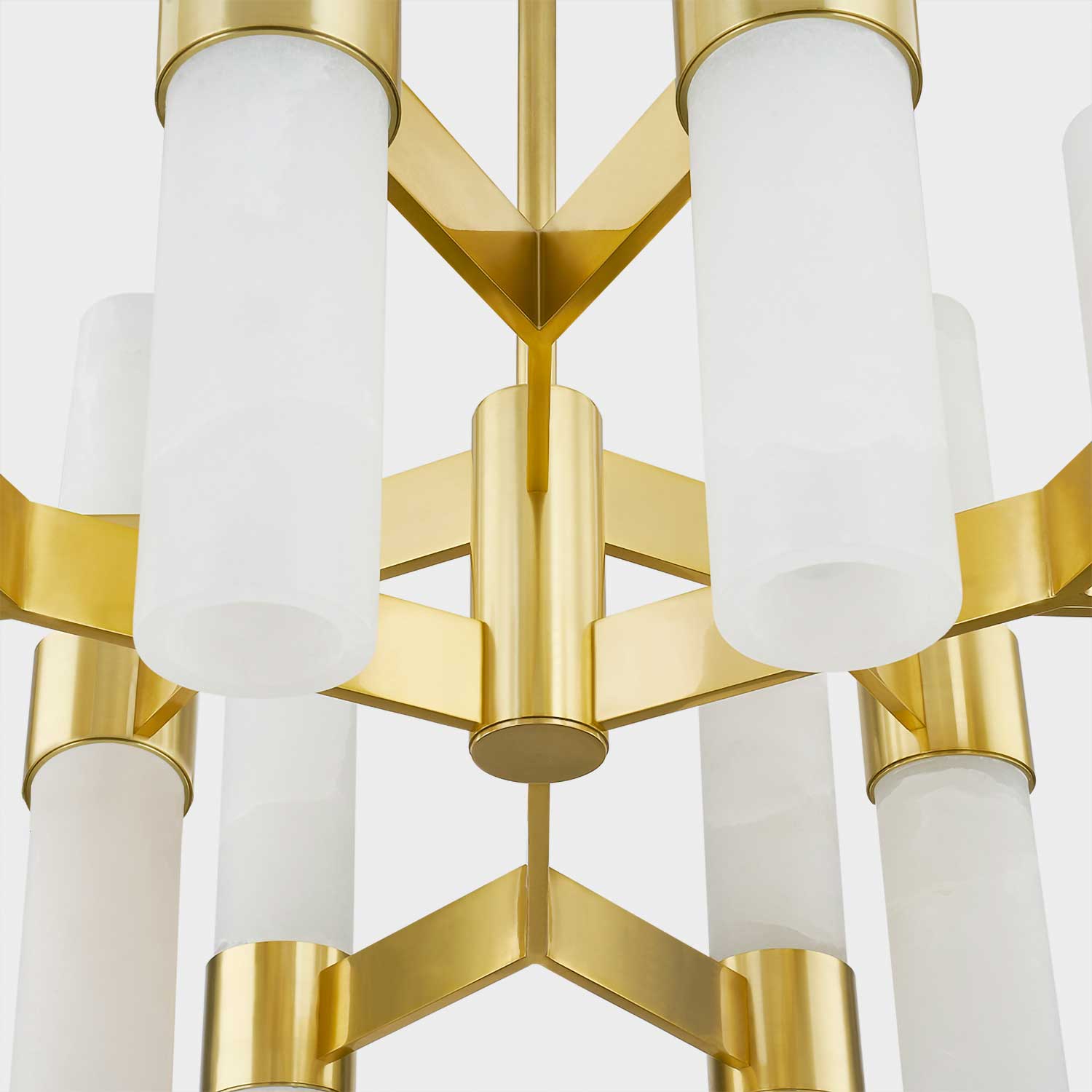 Stowe - Large Modern Alabaster and Brass Gold Chandelier for Bedroom