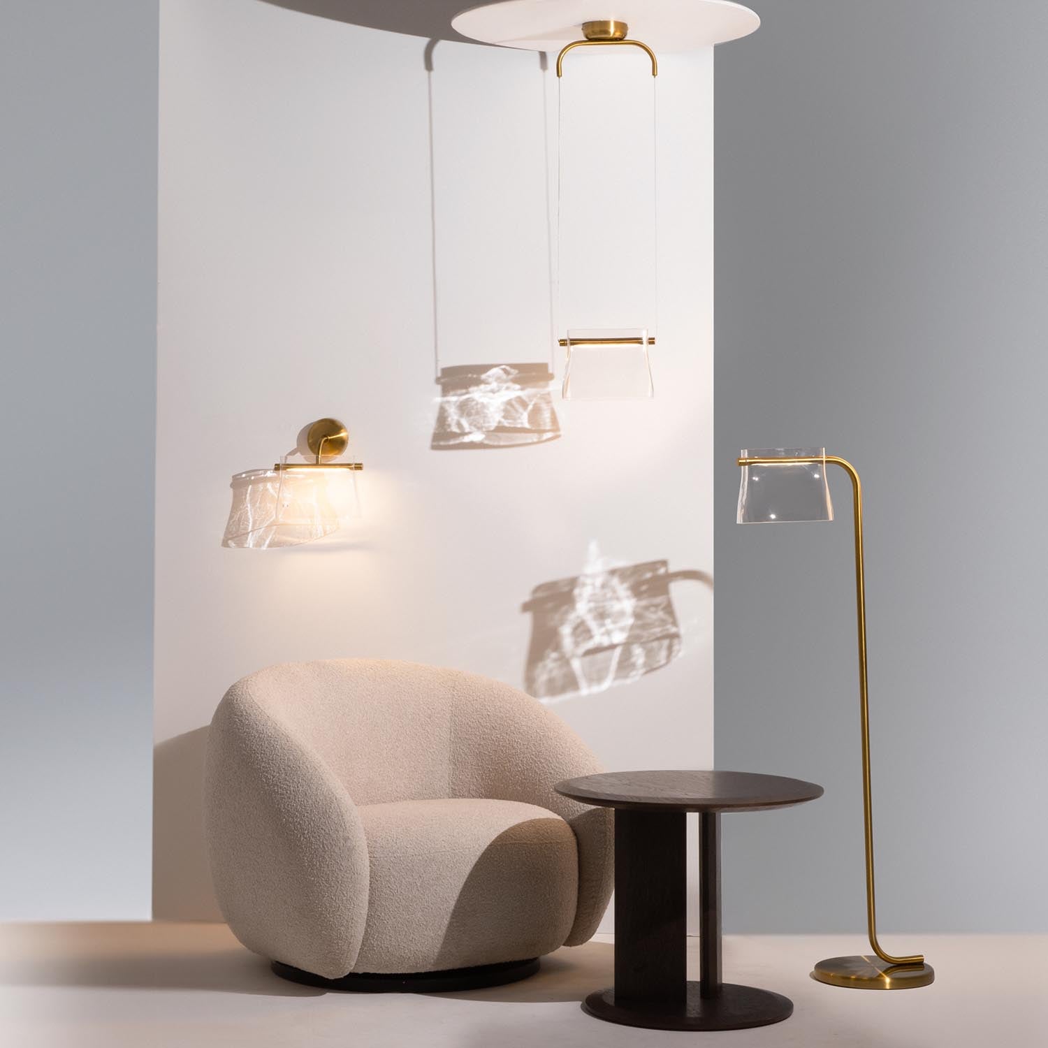 CABARET - LED suspension in glass and gold metal