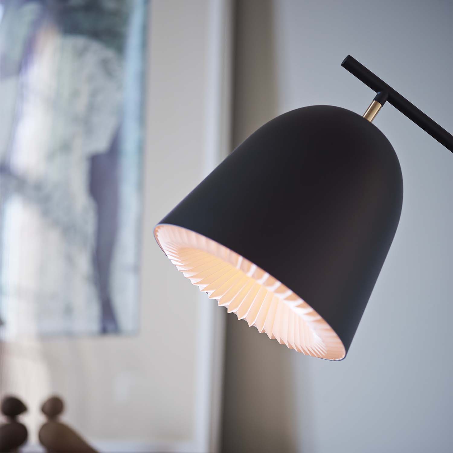 CACHÉ - Black floor lamp with pleated paper lampshade in designer living  room