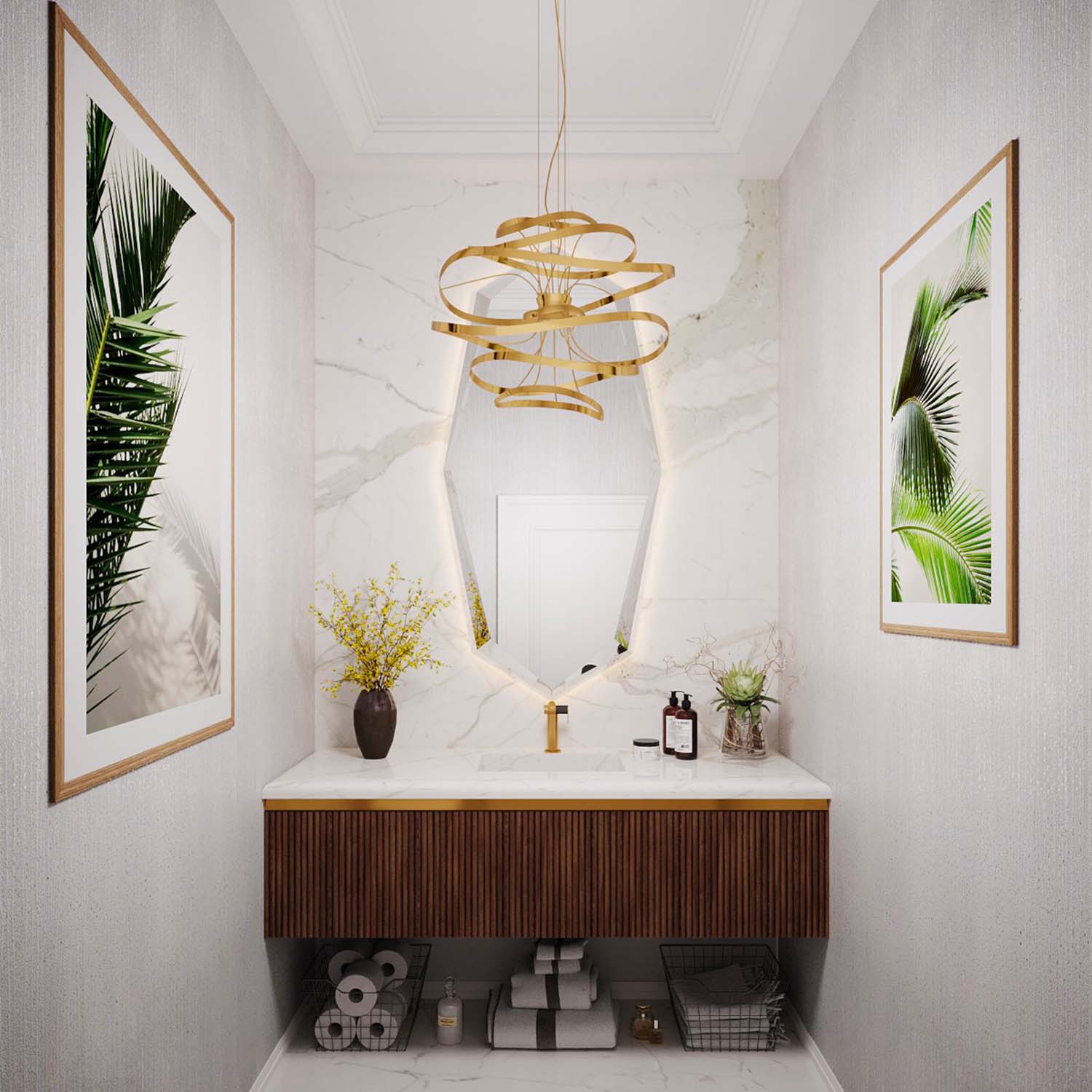 CALLIGRAPHY - Suspension spirale élégante doré chambre
