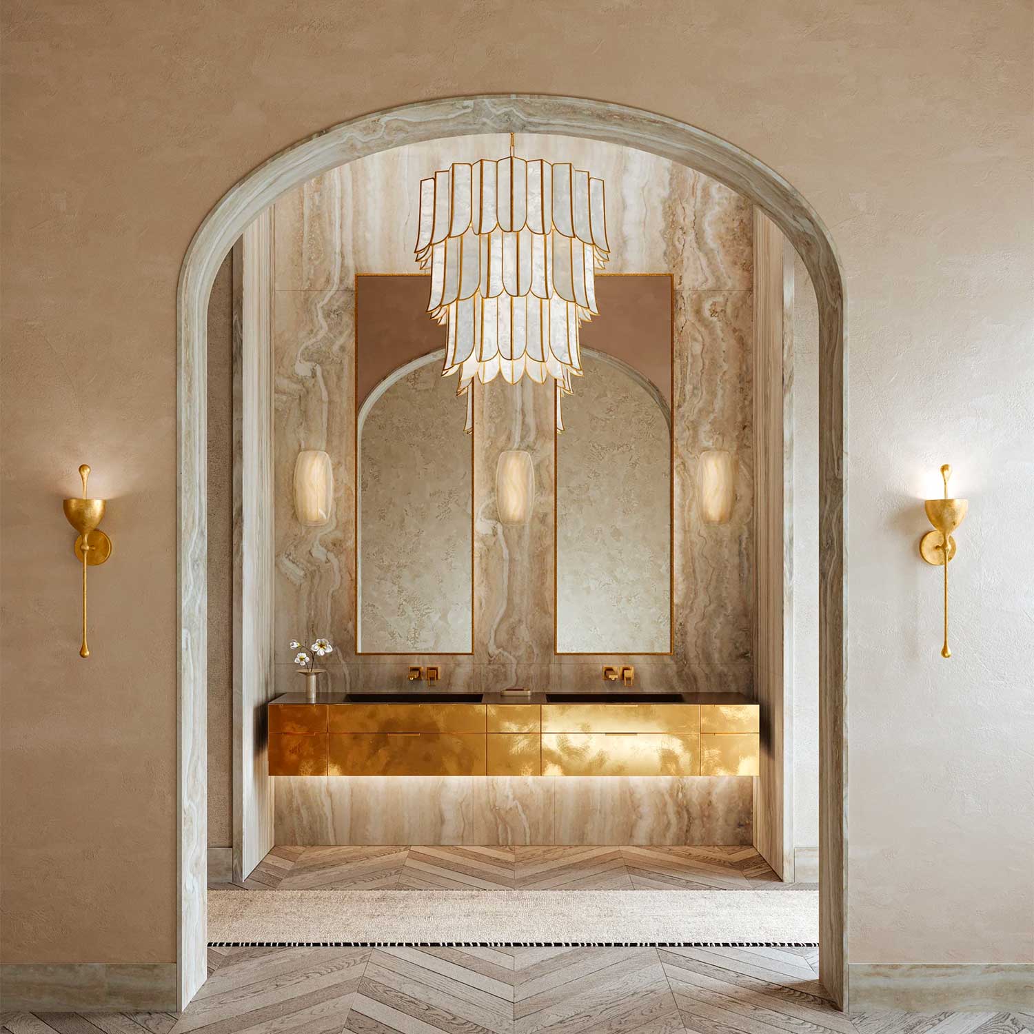 Cartagena - Lustre en capiz design luxueux pour salle à manger