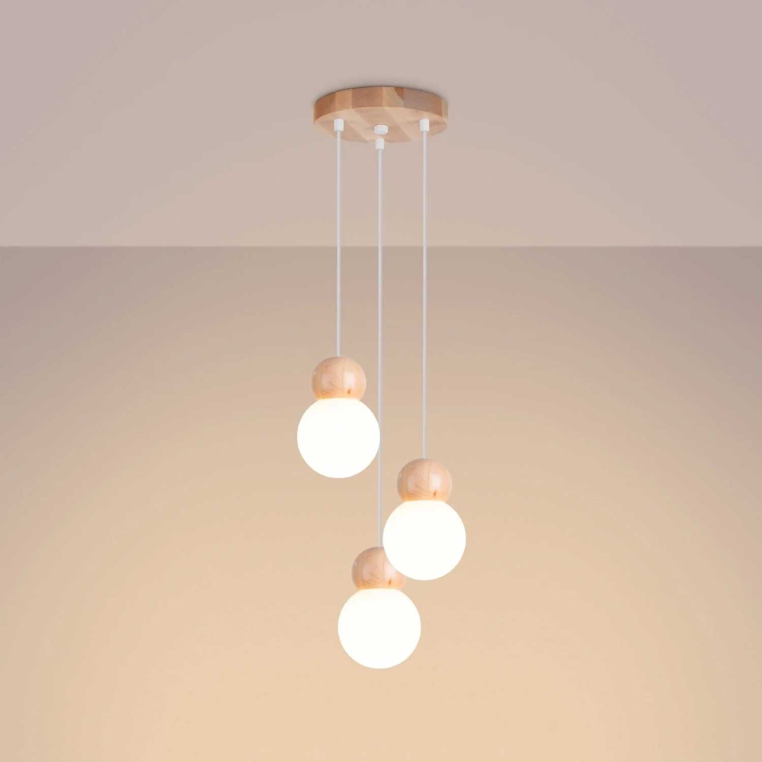 Ceti - Suspension boule en bois design scandinave