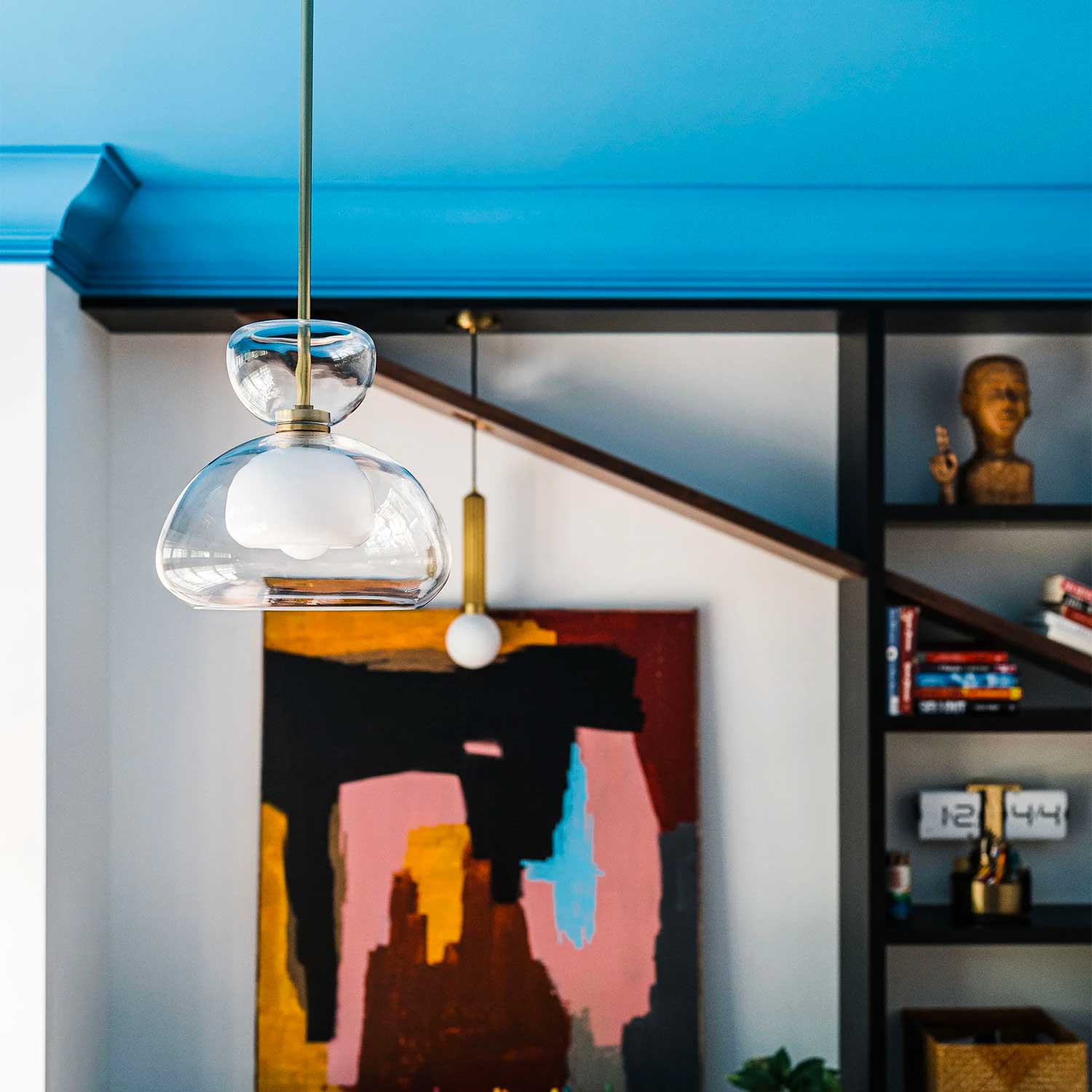 Cortney - Glass and brass pendant light for chic Art Deco kitchen