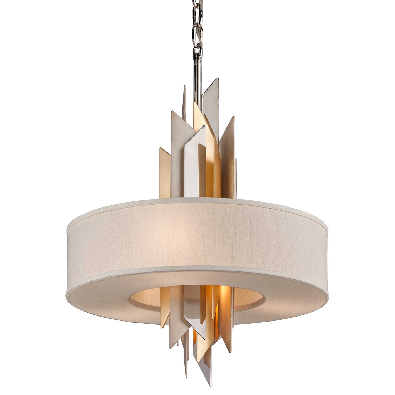 Modernist - Modern living room chandelier in metal and linen