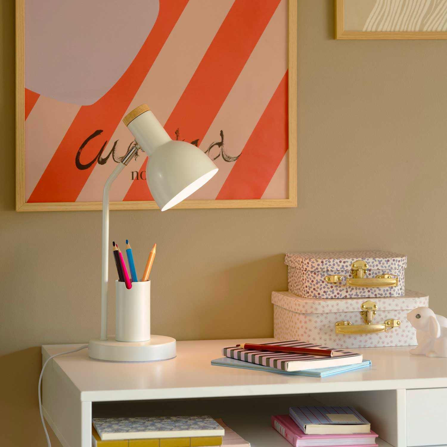 Devone - Lampe de bureau enfant colorée avec pot de crayon