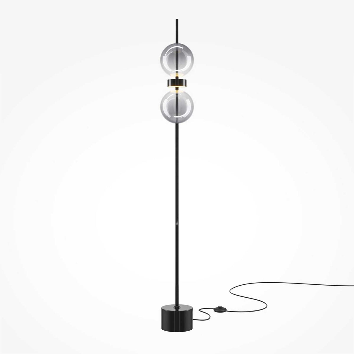 Double Moon - Lampadaire LED en verre et métal