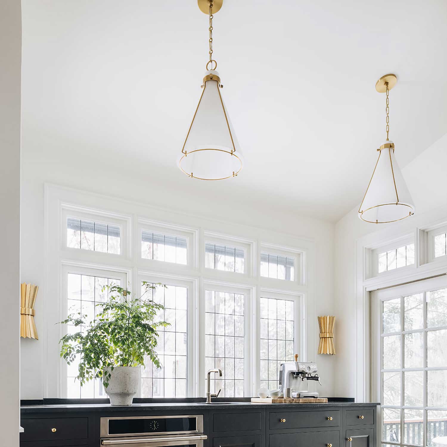 Eldridge - Vintage Glass and Brass Kitchen Pendant Light