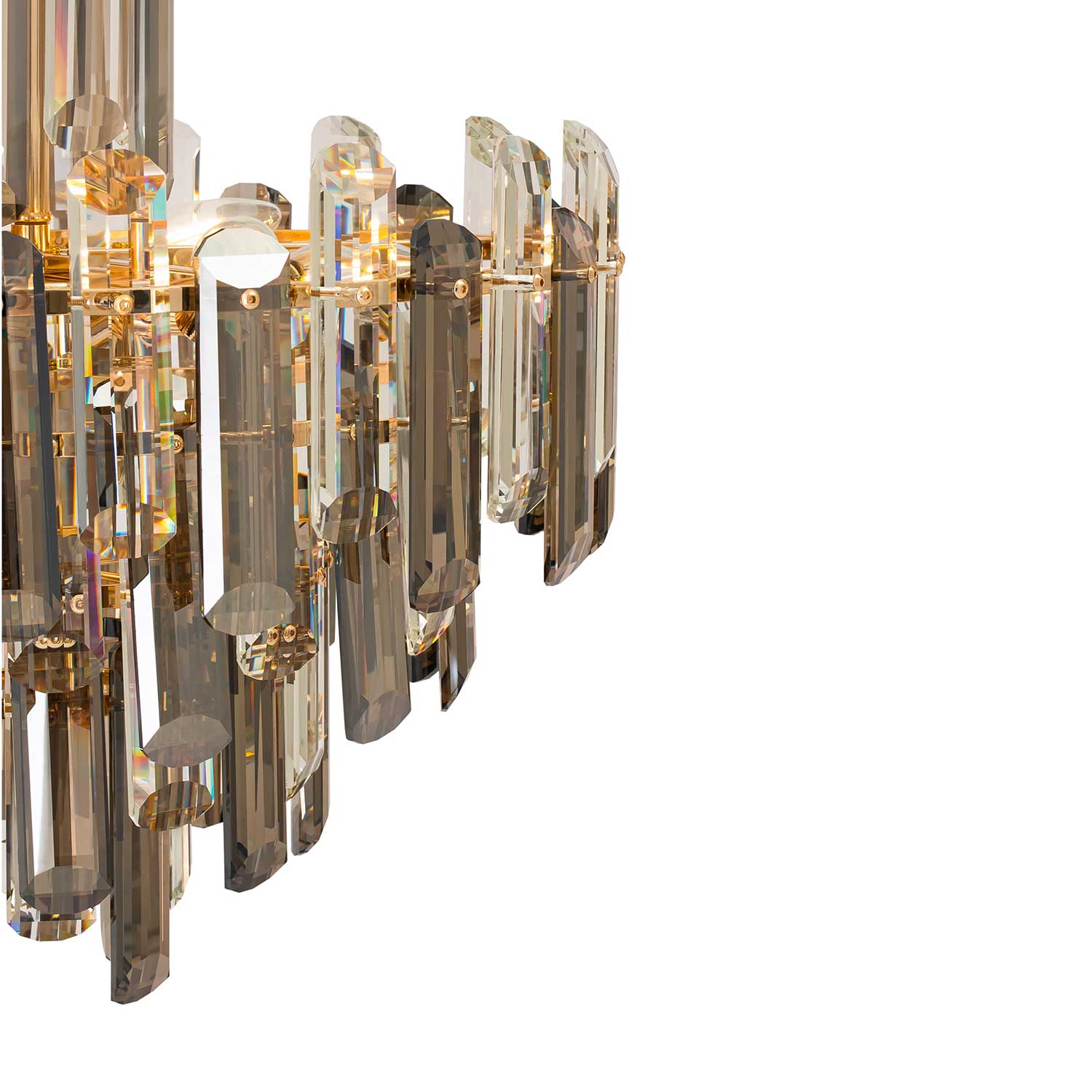 Flare - Lustre en verre fumé et doré royal pour salon