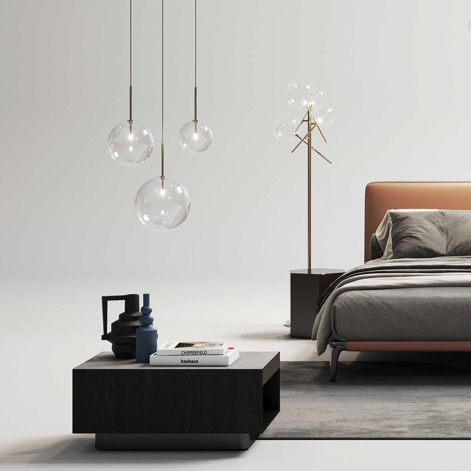 EQUINOXE - Modern floor lamp with glass balls