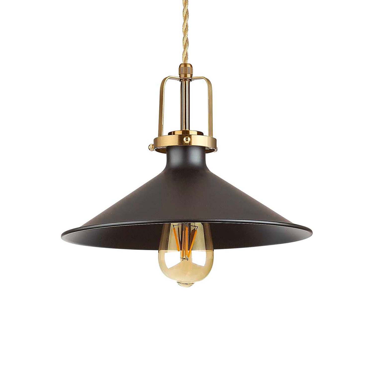 ERIS - Industrial pendant light in black or white steel and brass