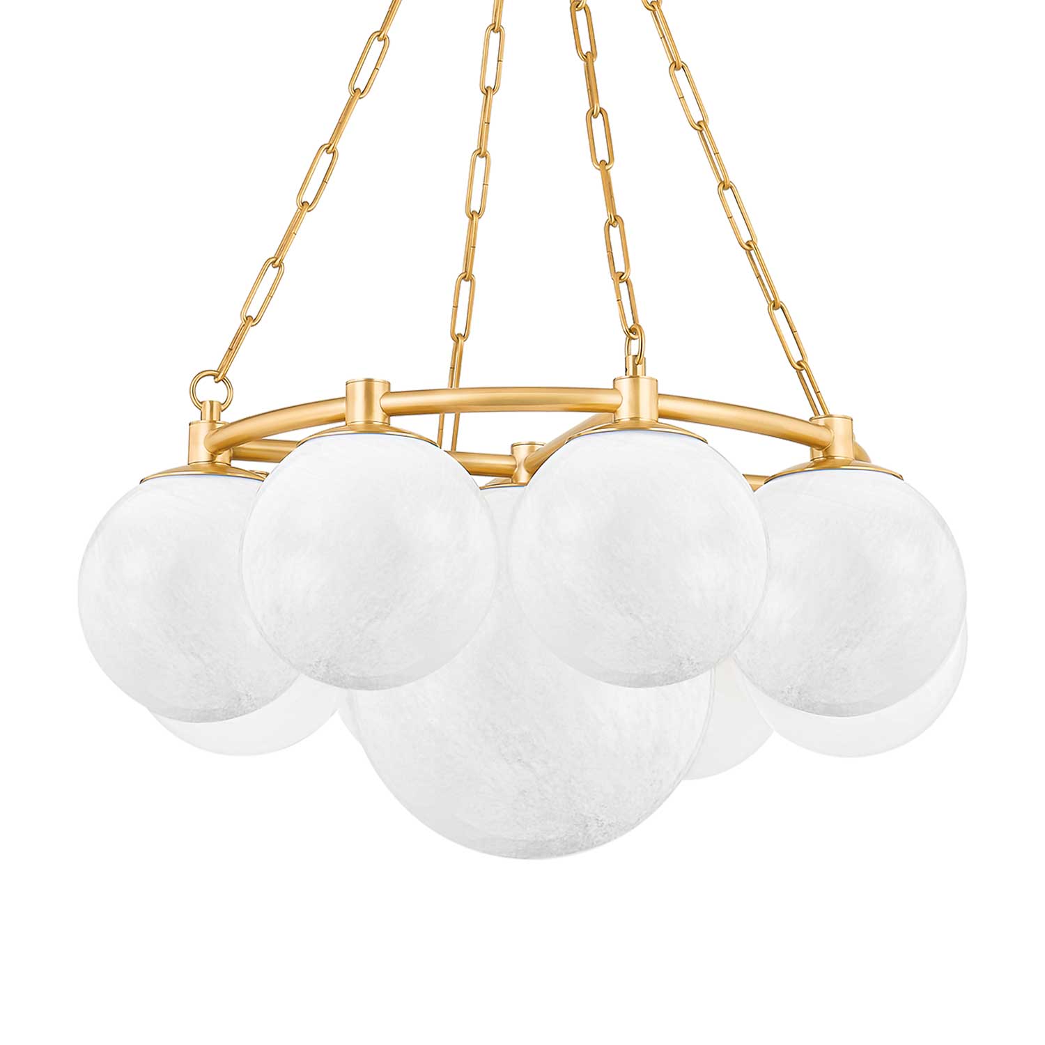 Thornwood - Lustre doré avec globes en verre blanc