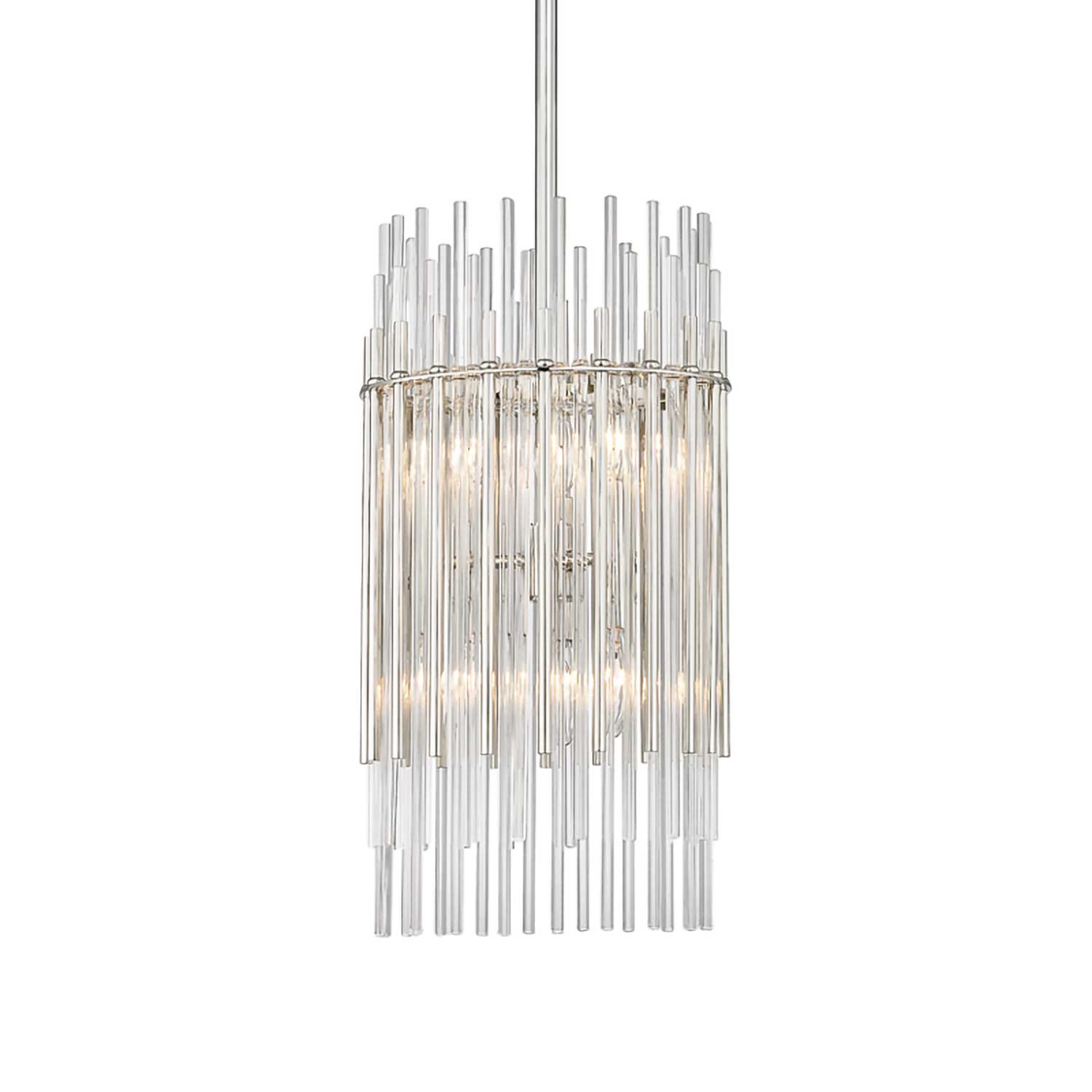 Wallis - Chic chandelier in brass or steel and modern glass