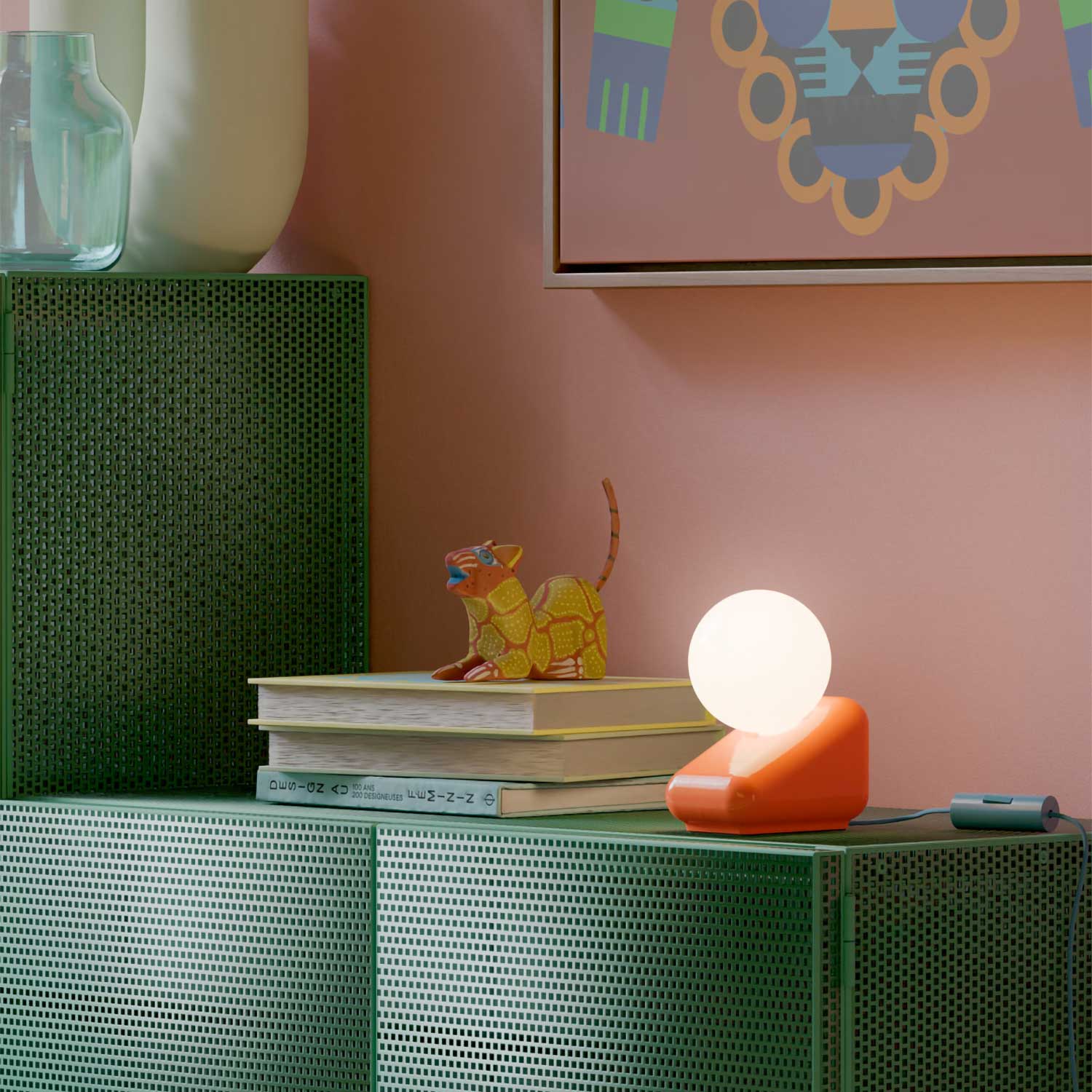 Flip - Lampe de table design en céramique coloré pour salon éclectique