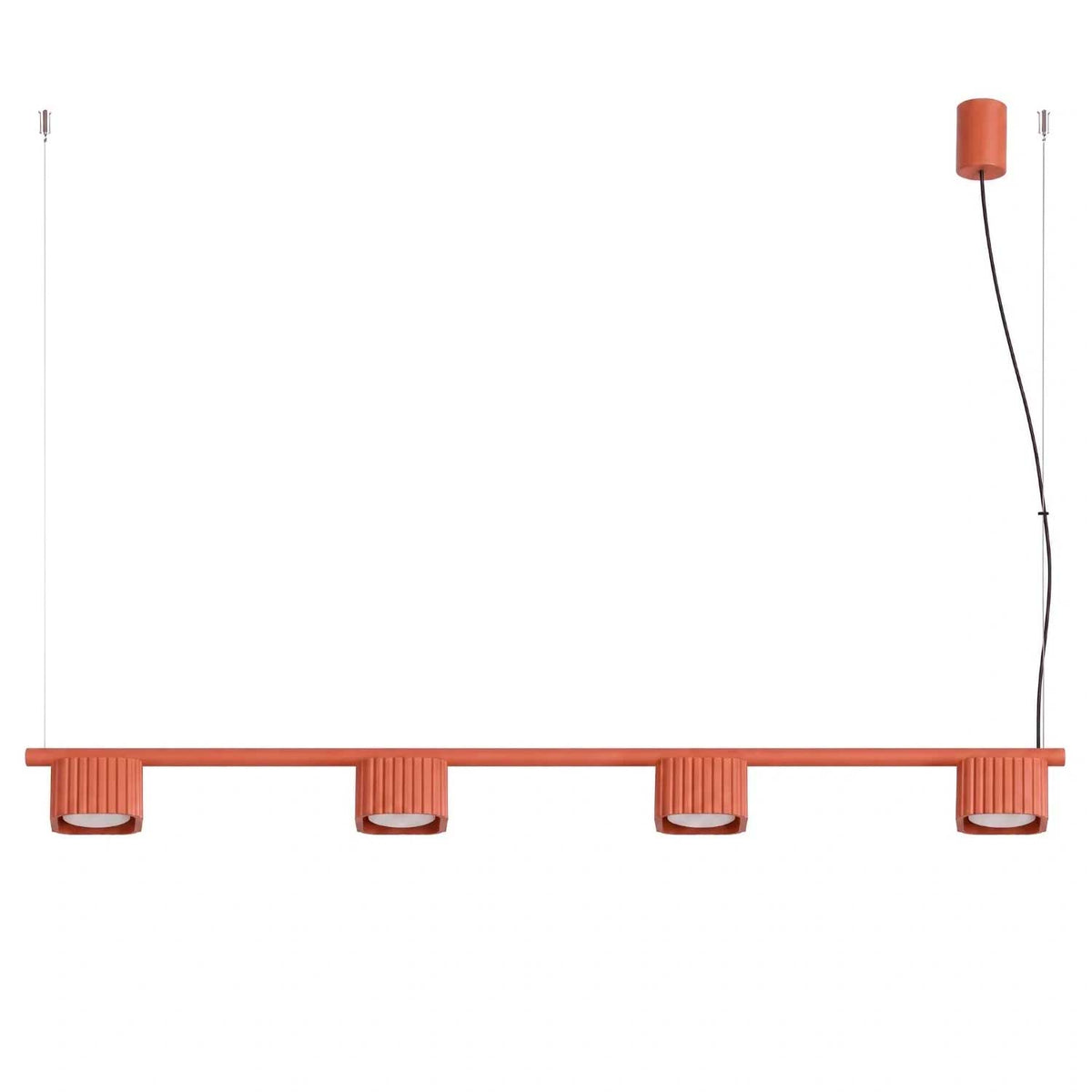 Majoris - Suspension linéaire en aluminium cannelé à quatre lumières, style contemporain