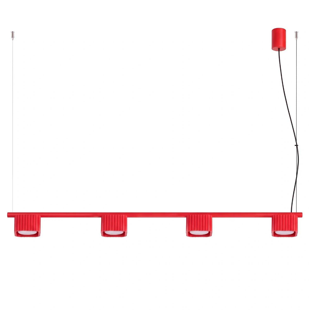 Majoris - Suspension linéaire en aluminium cannelé à quatre lumières, style contemporain