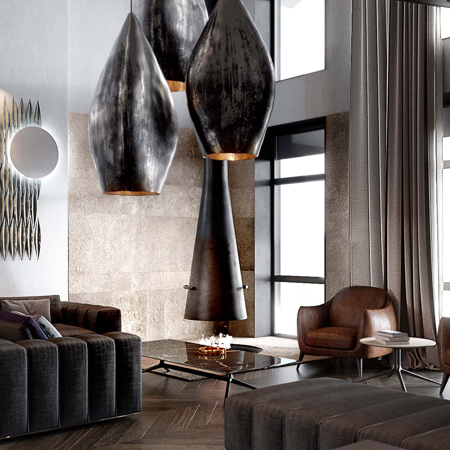 GEMMA - Large bronze pendant light for designer interiors