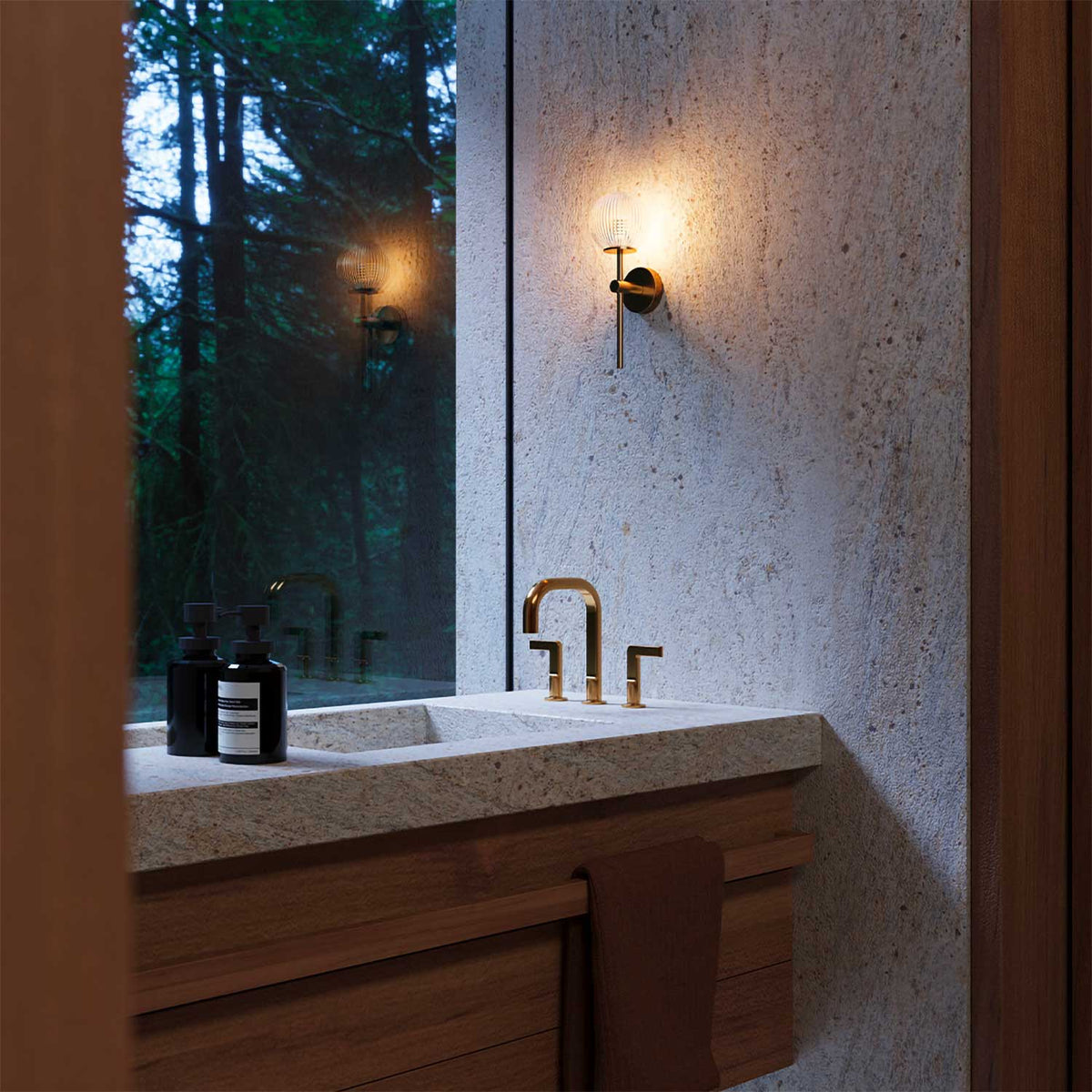Glace - Applique murale en verre rainuré et métal, style contemporain