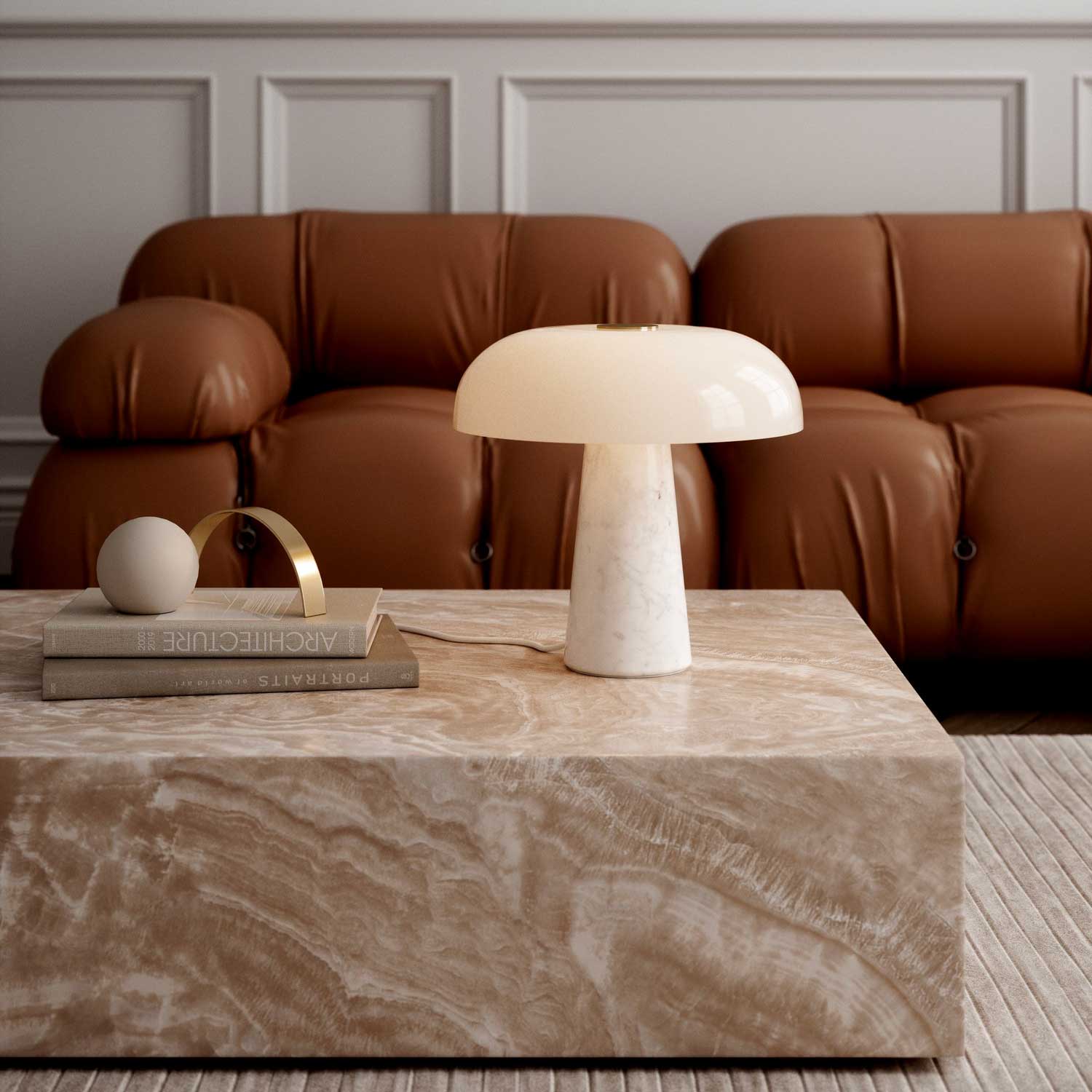 Glossy - Lampe de table en marbre pour salon contemporain