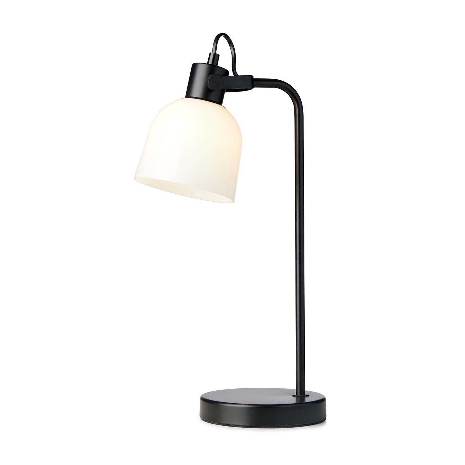 GLOW - Lampe de bureau noire et abat-jour blanc vintage