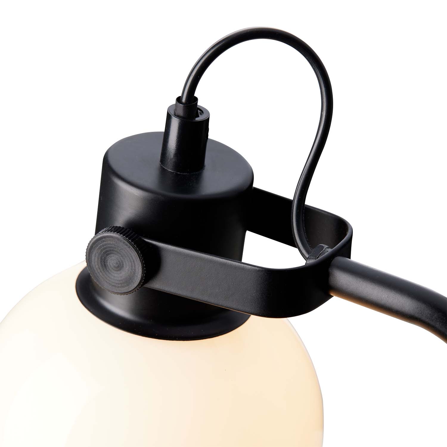 GLOW - Lampe de bureau noire et abat-jour blanc vintage