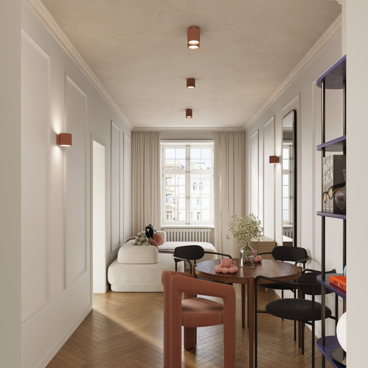 Heze – Geriffelte Wandleuchte aus Stahl für moderne Wohnzimmer