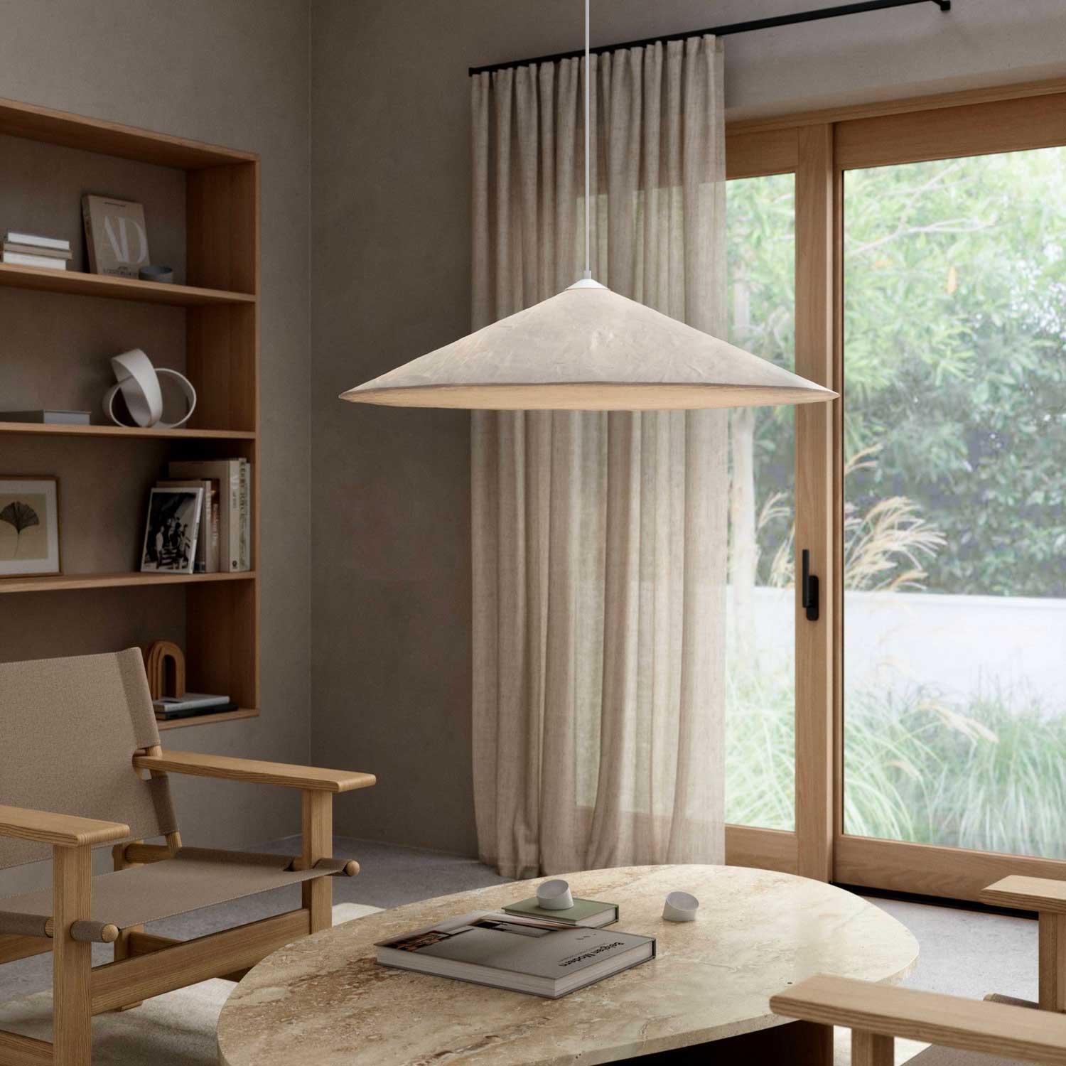 Hill - Suspension en tissu blanc pour salon japandi