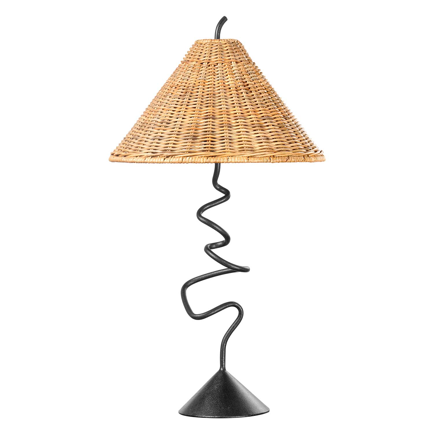 Alaric - Lampe de chevet design en acier et rotin