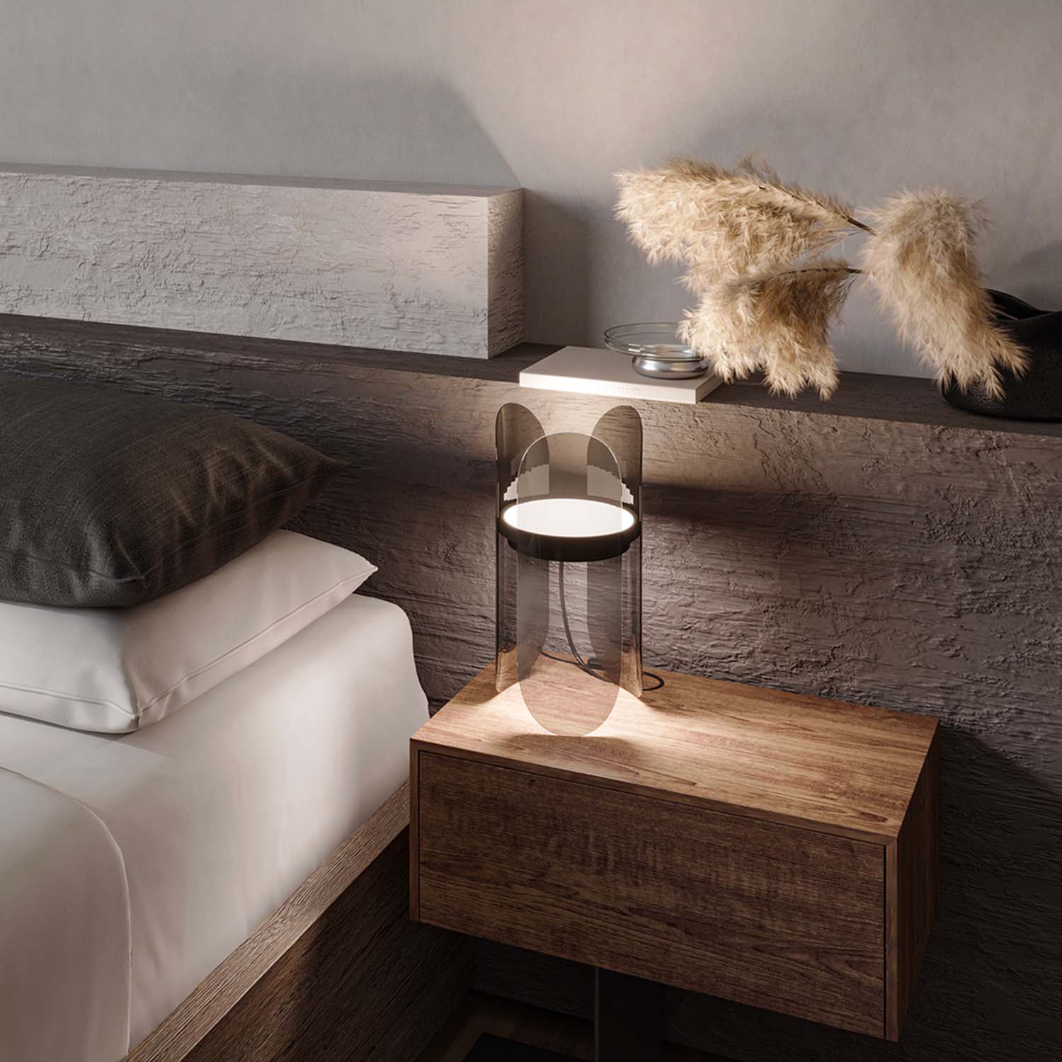 INSIGHT - Designer smoked plexiglass table lamp