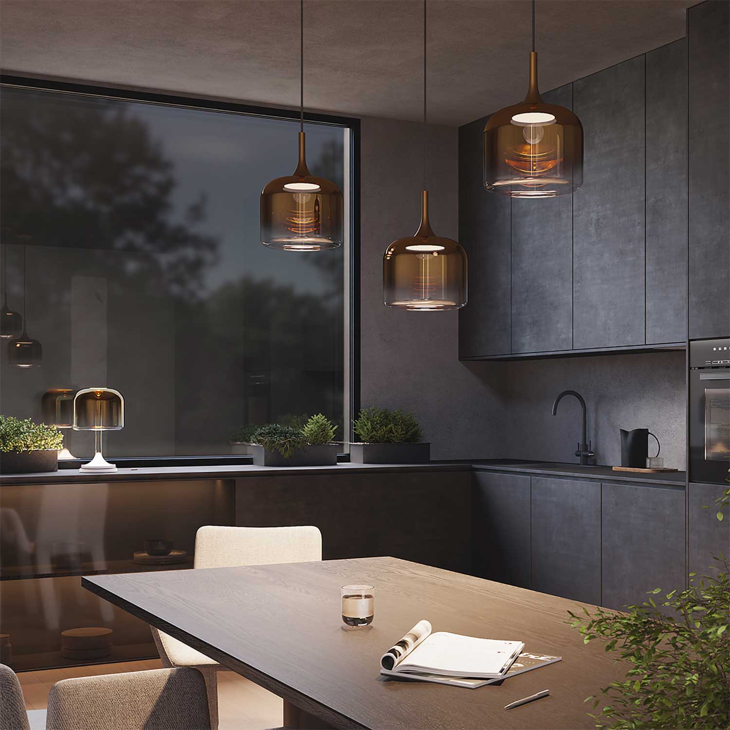 Spirito - Lampe LED à poser en verre design pour salon ou chambre